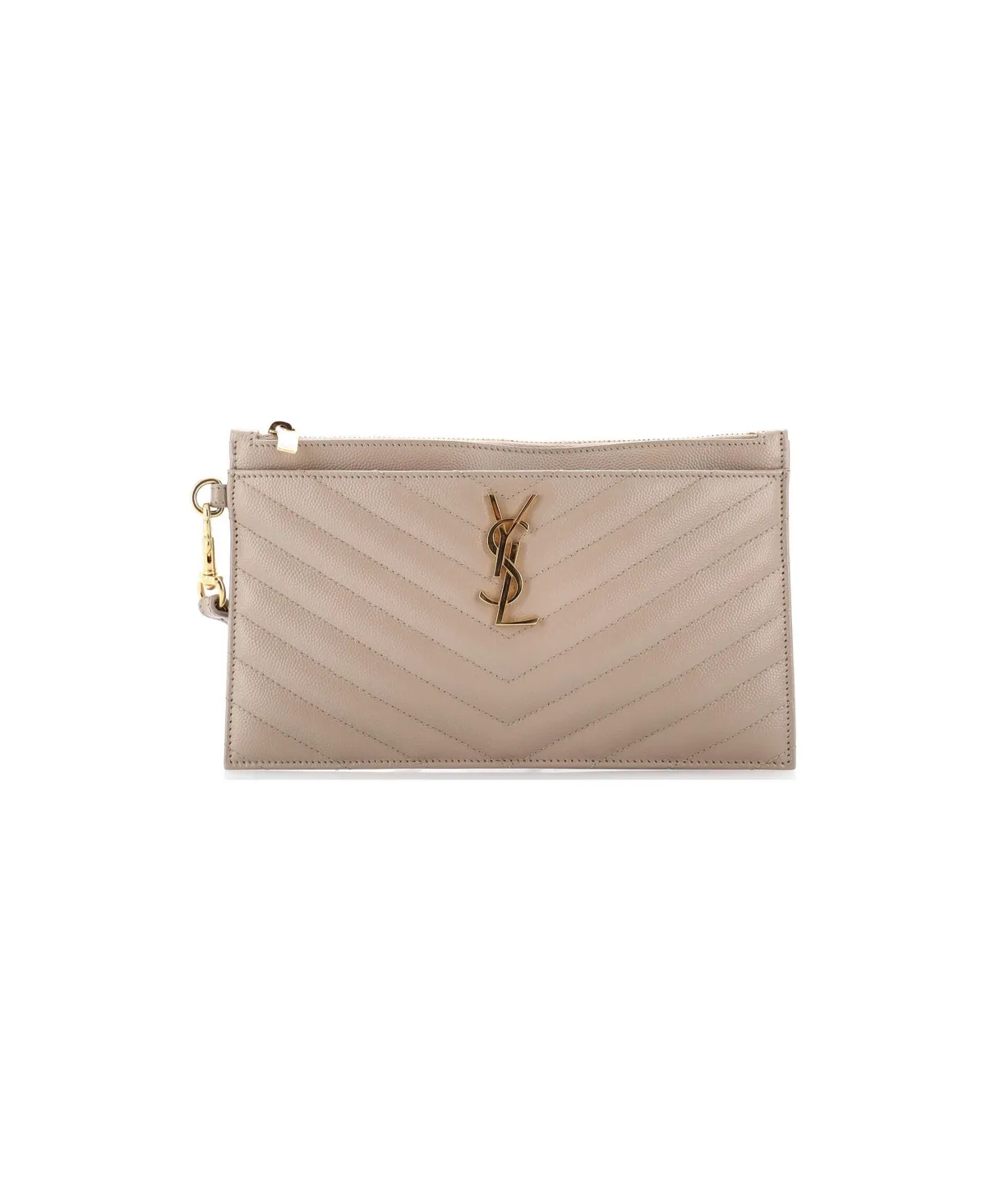 Pre-Owned Saint Laurent Cassandre Flap Envelope Wristlet Pouch Matelasse Chevron Leather by Saint Laurent