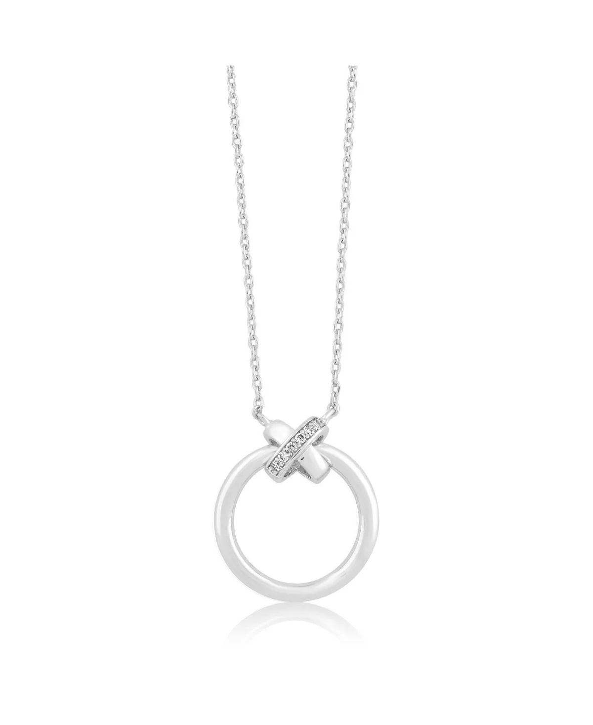 Cubic Zirconia Polished Circle with x Design Necklace by Simona