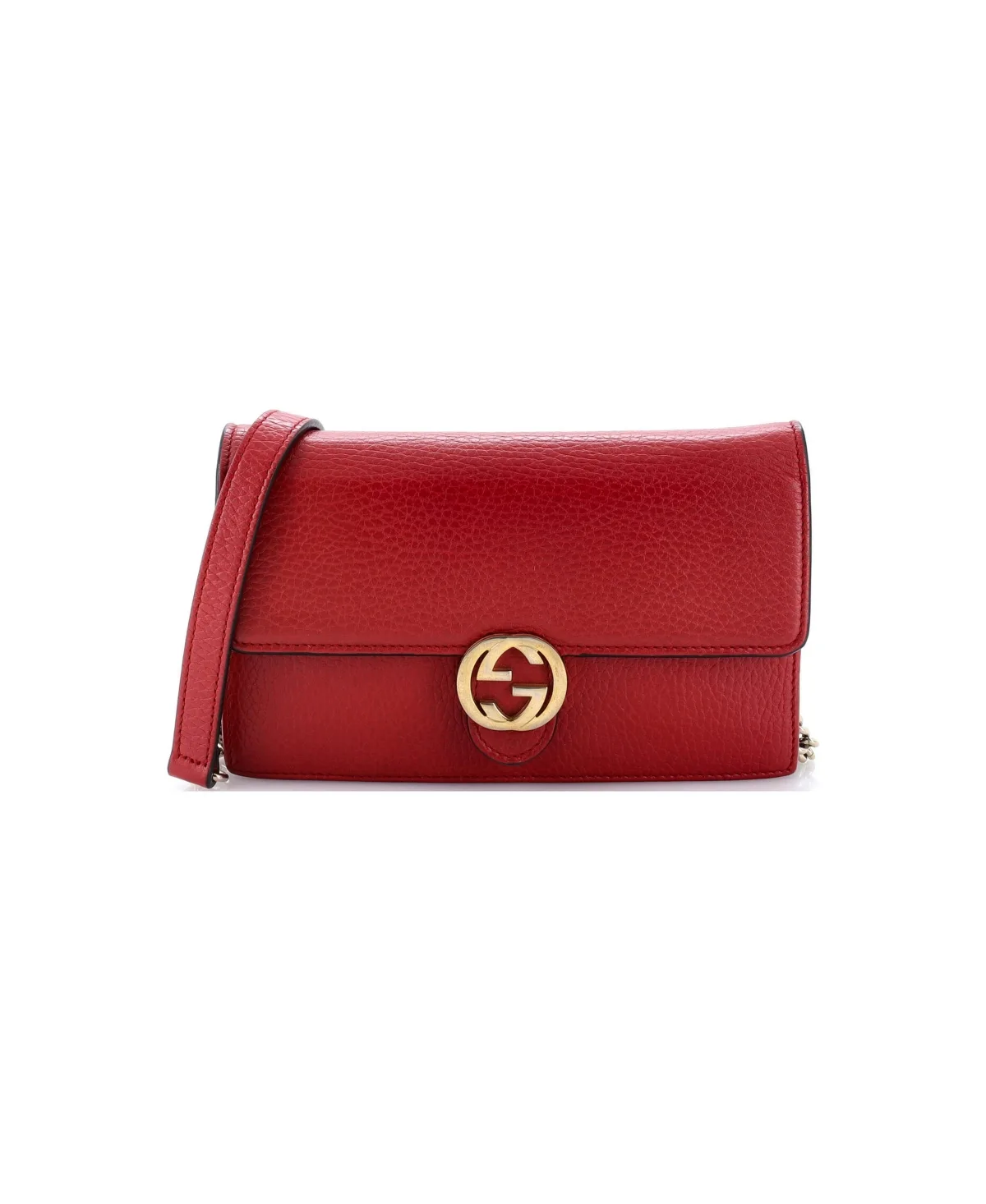 Pre-Owned Interlocking Wallet on Chain Leather by Gucci