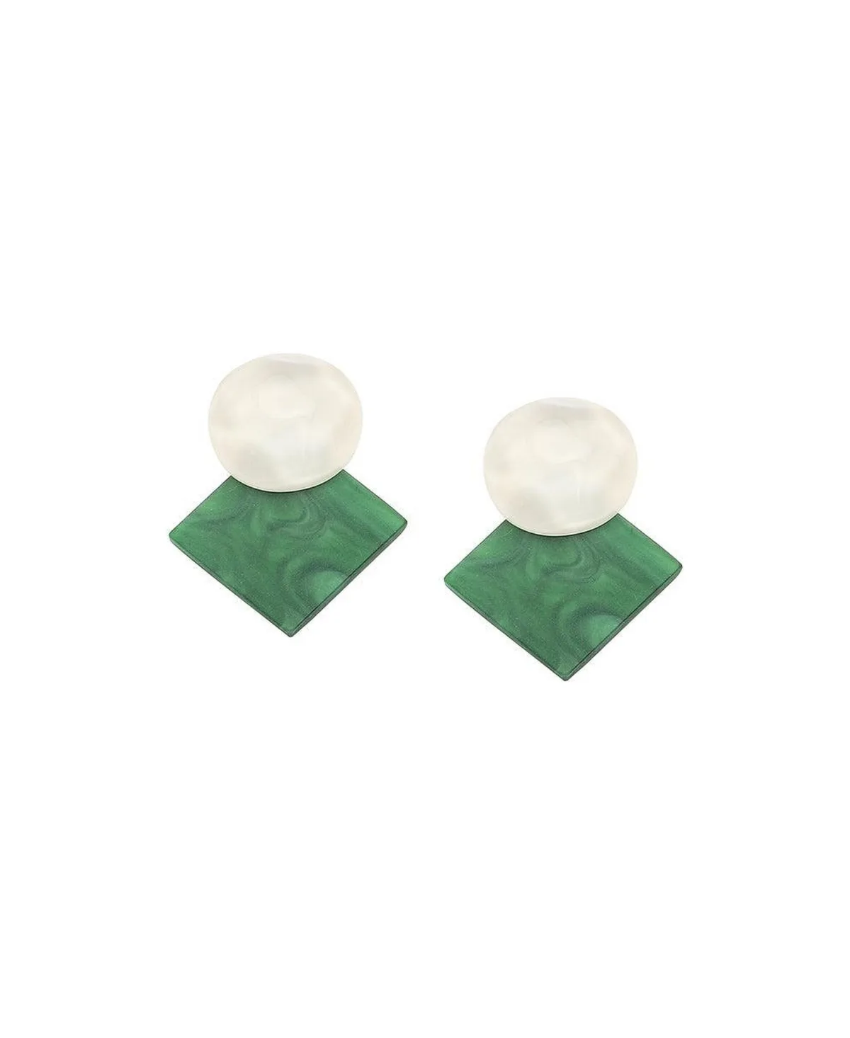 Gold-Tone Geometric Green-Accent Drop Earrings by Sohi
