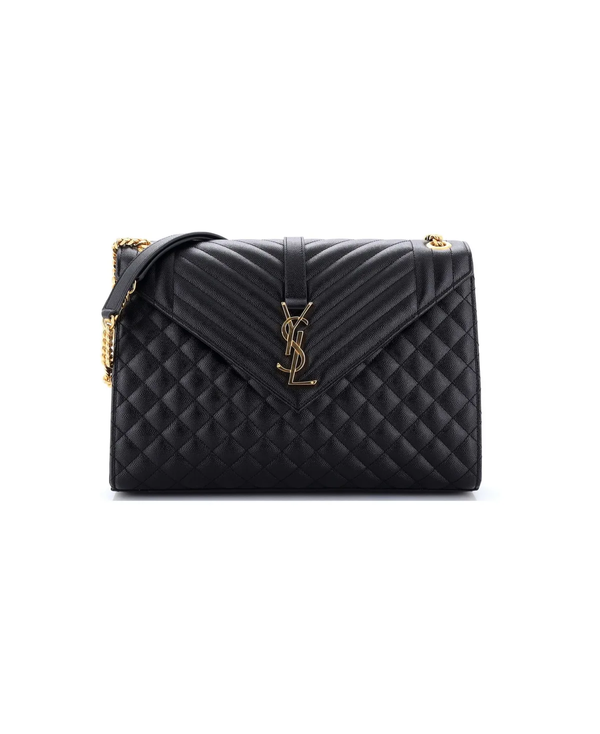 Pre-Owned Saint Laurent Large Classic Monogram Envelope Satchel Mixed Matelasse Leather