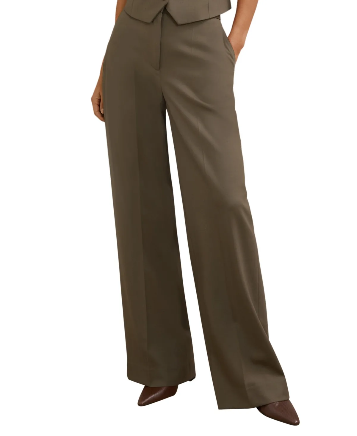 Solene High-Waisted Wide-Leg Wool-Blend Pants