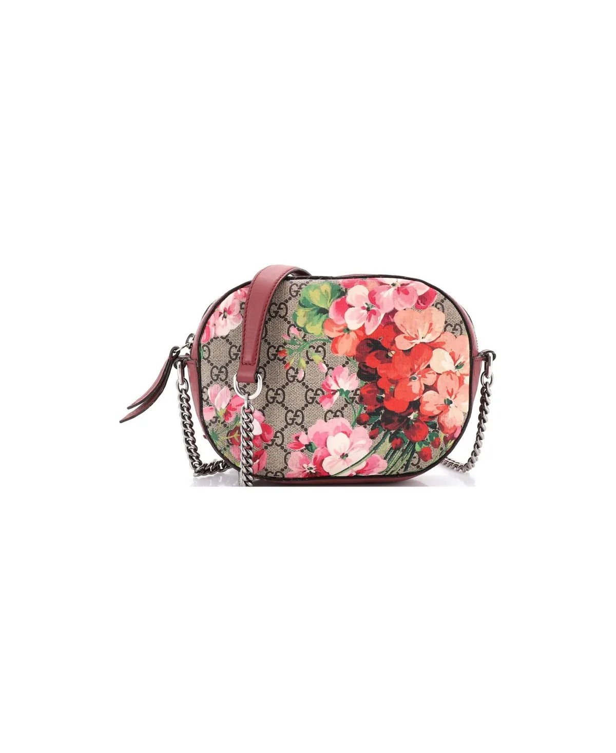 Pre-Owned Gucci Mini Chain Crossbody Bag Blooms Print Gg Coated Canvas by Gucci