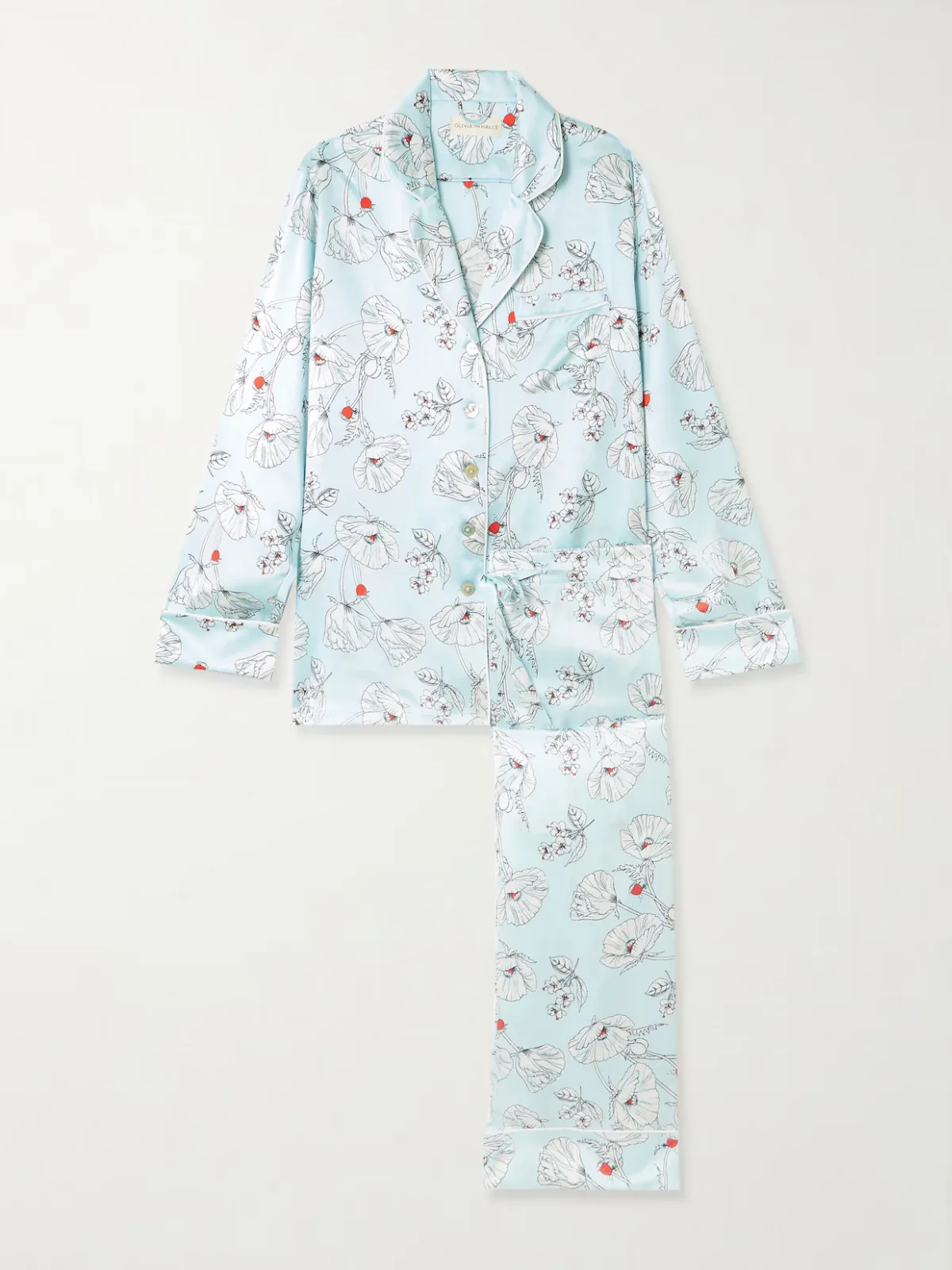 - Lila Printed Silk-satin Pajama Set -