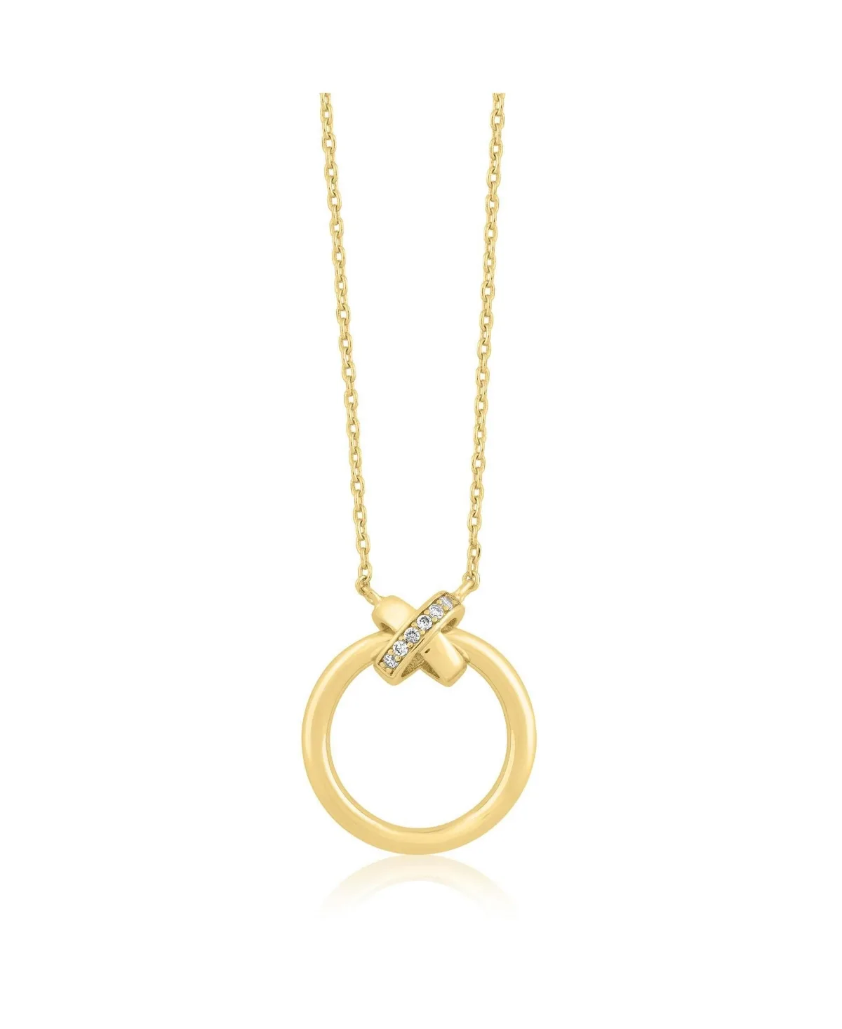 Cubic Zirconia Polished Circle with x Design Necklace