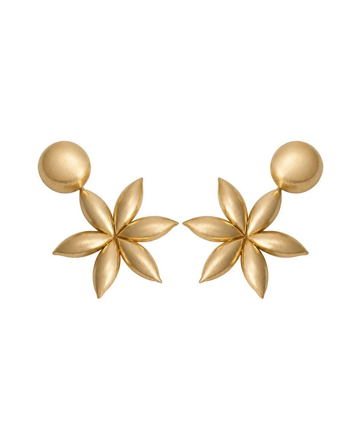 Gold-Tone Starburst Flower Drop Earrings by Sohi