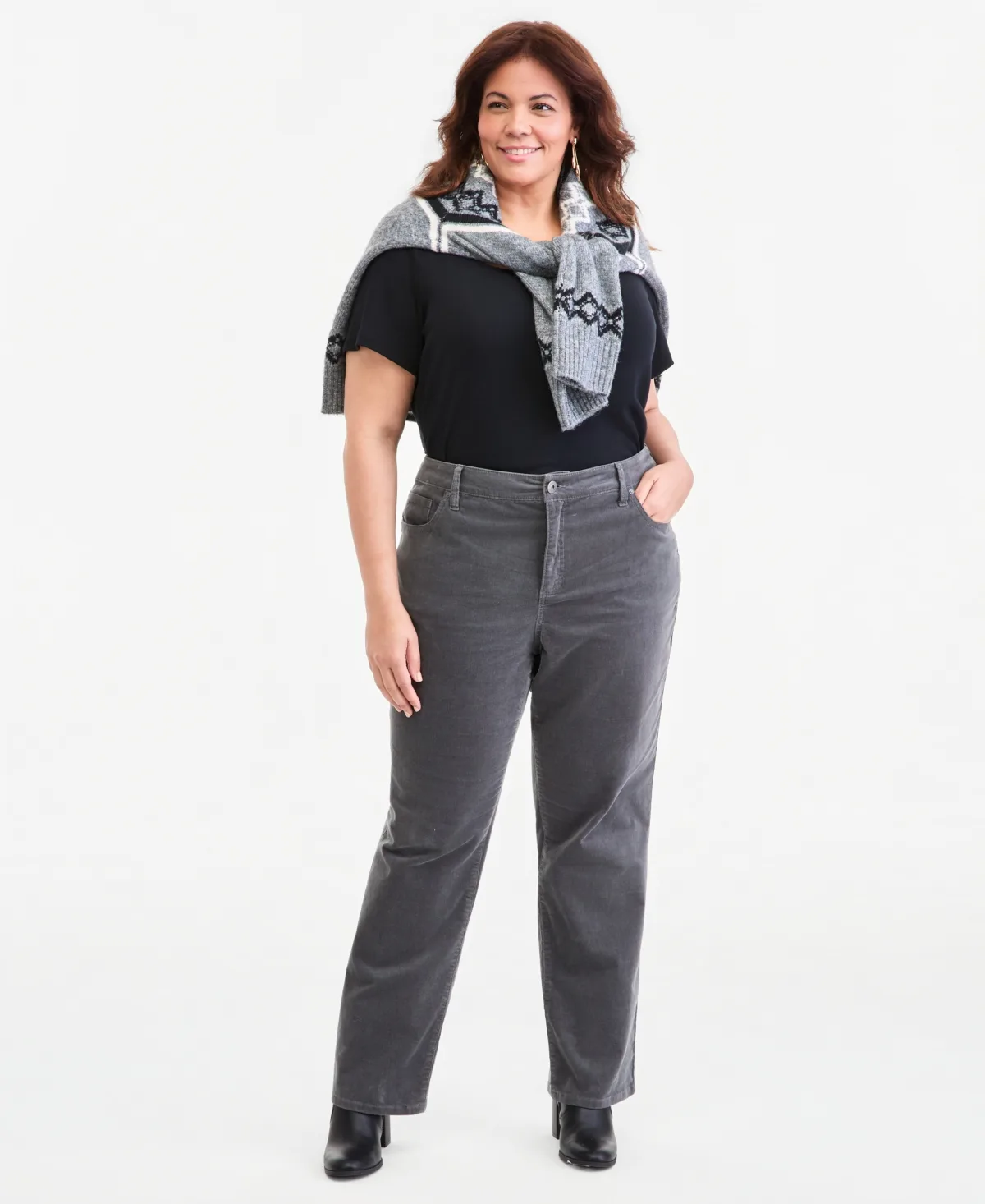 Corduroy High-Rise Straight-Leg Jeans by Style & Co