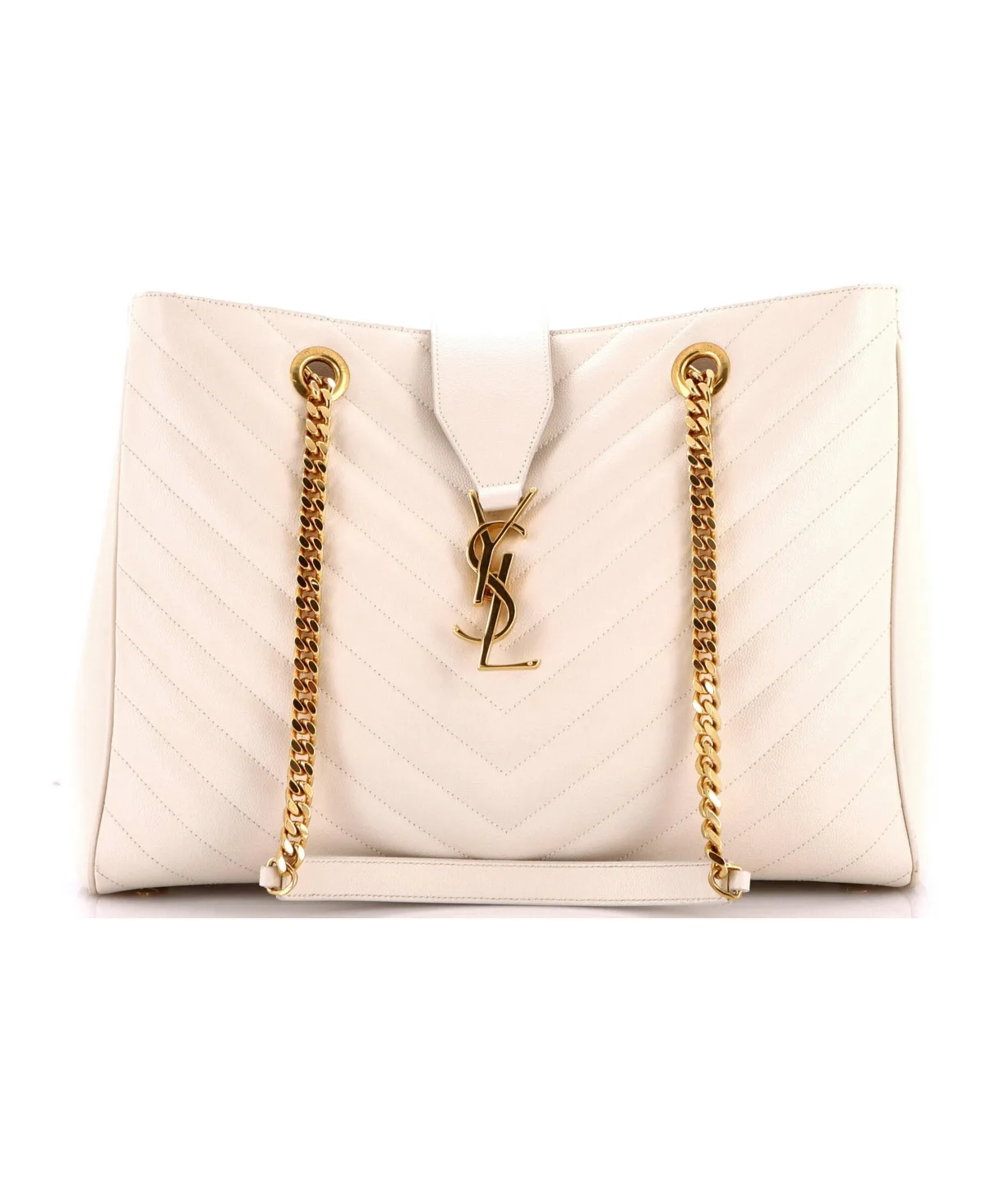Pre-Owned Saint Laurent Large Classic Monogram Shopper Matelasse Chevron Leather