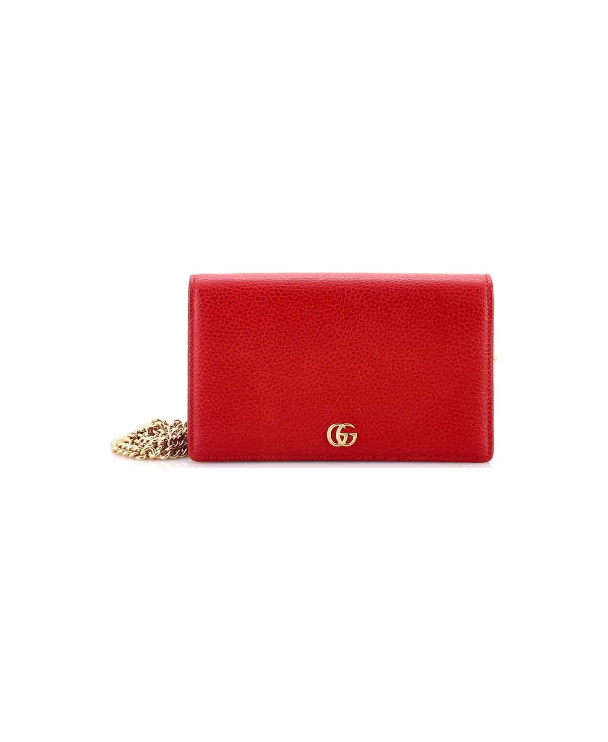 Pre-Owned Gucci Mini Petite Gg Marmont Chain Wallet Leather by Gucci