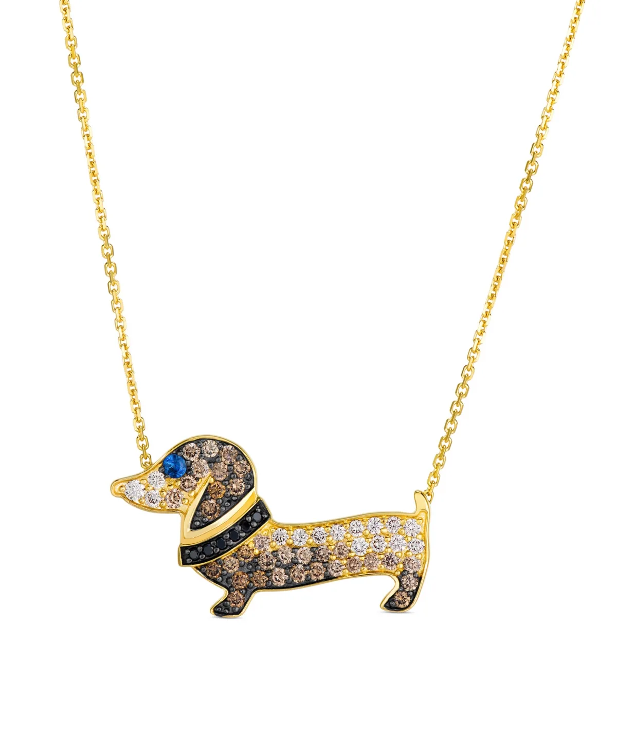 Chocolate Diamond Dachshund Dog Pendant Necklace (7/8 ct. t.w.) in 14k Yellow Gold by Le Vian