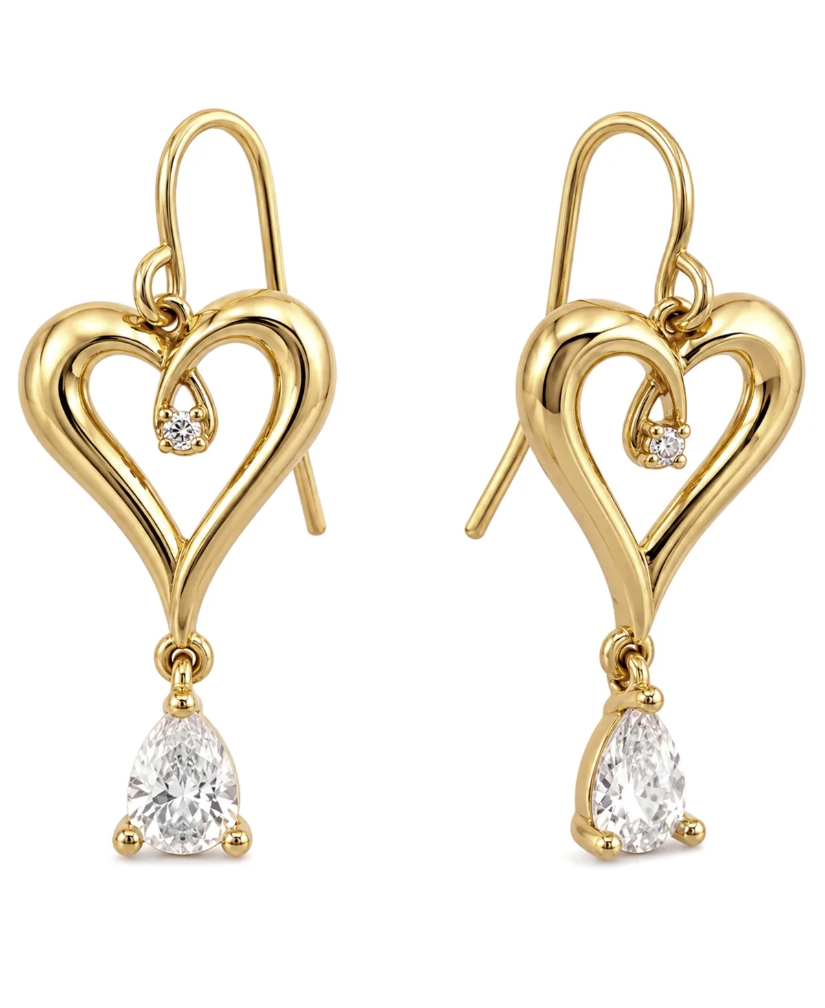Cubic Zirconia Gold-Tone Heart Drop Earrings by And Now This