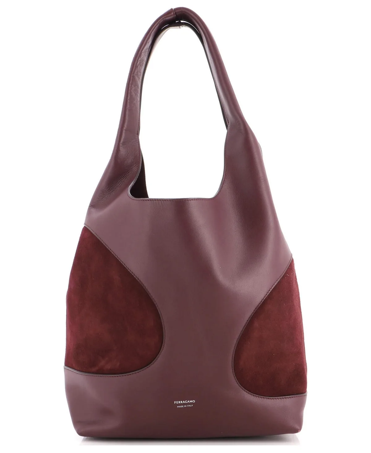 Pre-Owned Large Cut-Out Detailing Hobo Leather with Suede by Salvatore Ferragamo