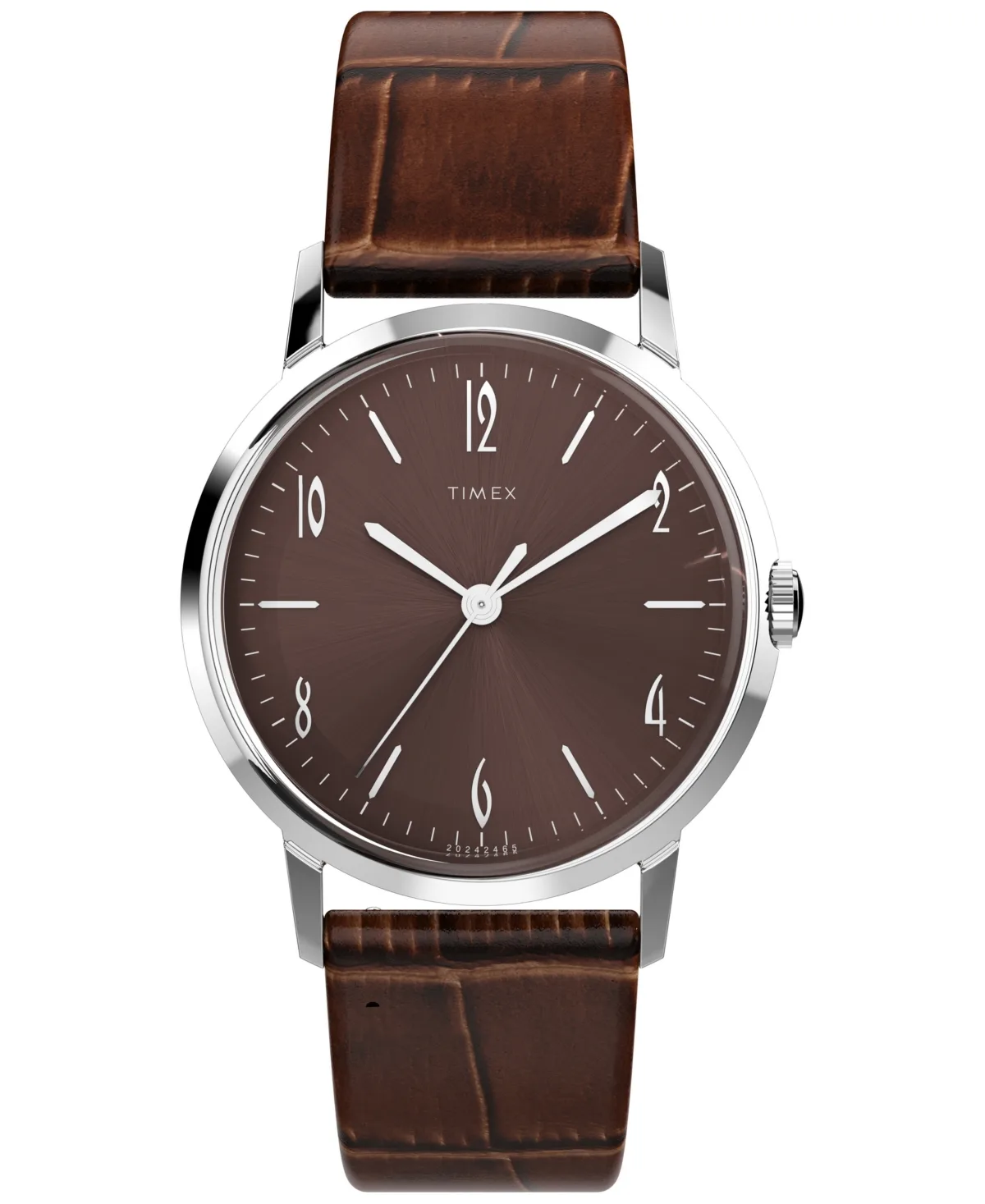 Mechanical Marlin Brown Leather Strap Watch 34mm by Timex