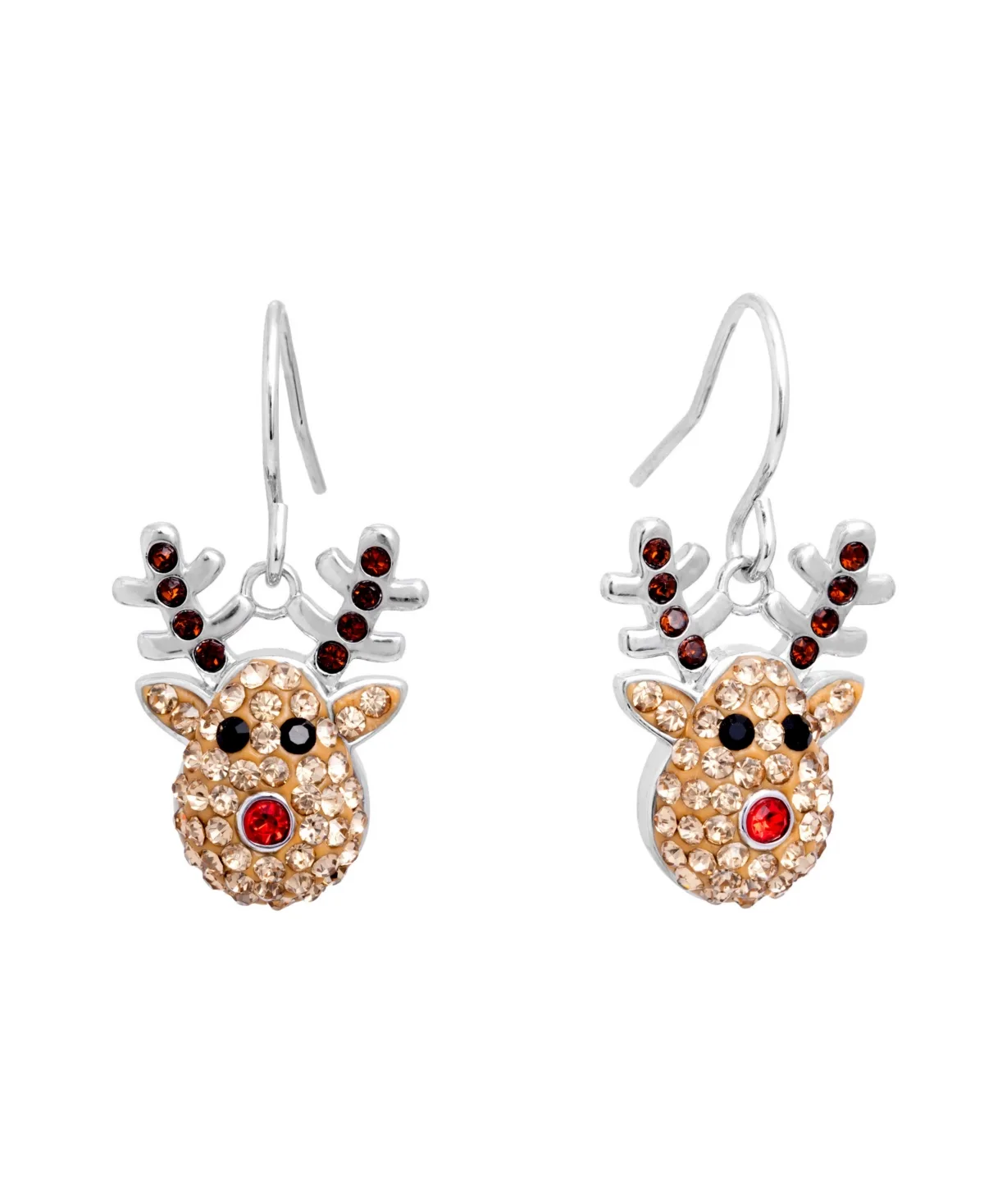 Crystal Holiday Reindeer Drop Earrings
