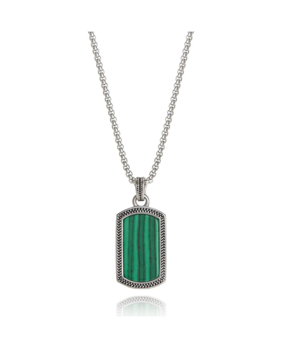 Stainless Steel Necklace with Malachite Pendant by Lucky Brand