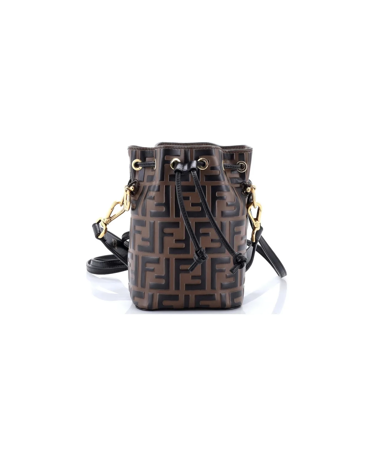 Pre-Owned Mini Mon Tresor Bucket Bag Zucca Embossed Leather by FENDI