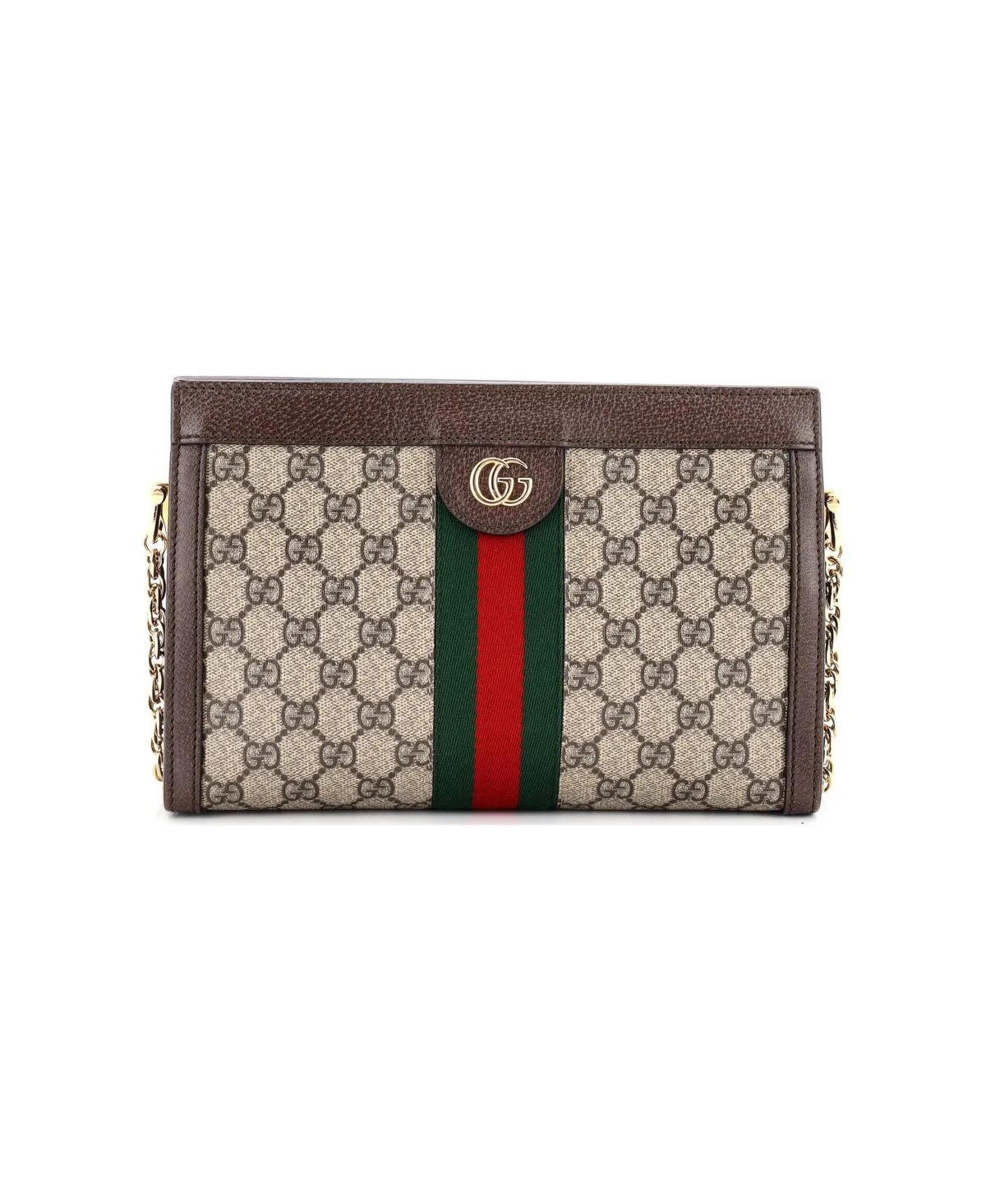 Pre-Owned Gucci Small Ophidia Chain Shoulder Bag Gg Coated Canvas by Gucci