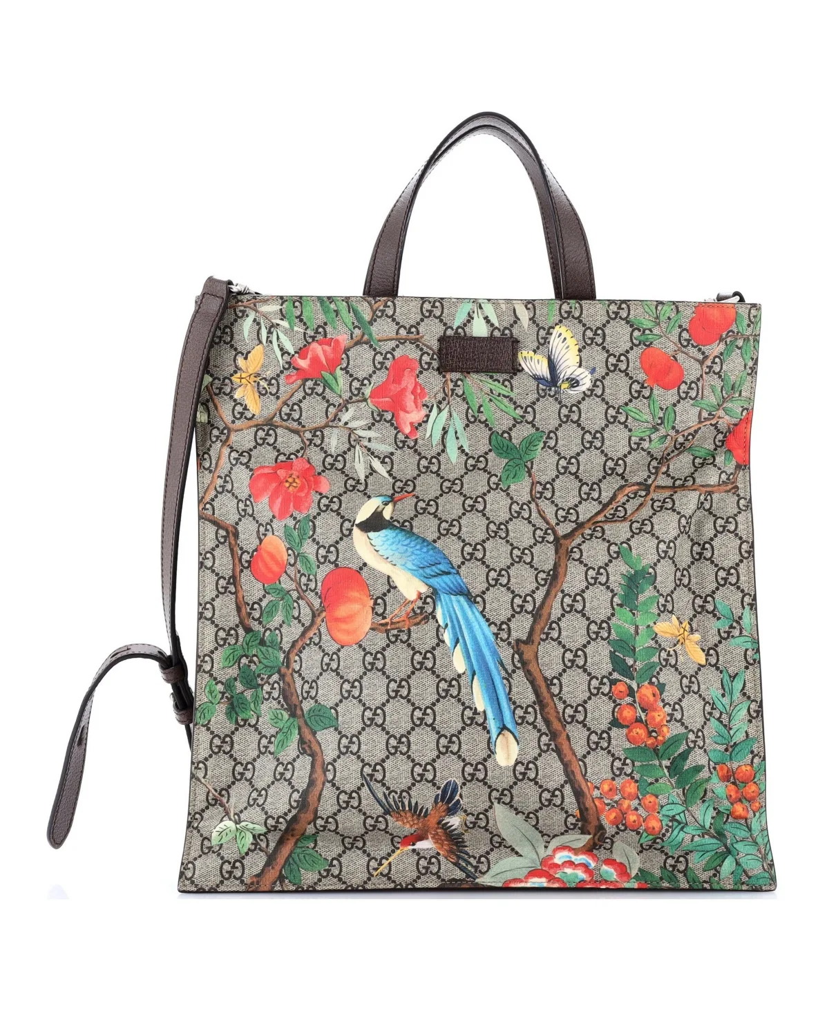 Pre-Owned Gucci Tall Convertible Soft Open Tote Tian Print Gg Coated Canvas by Gucci
