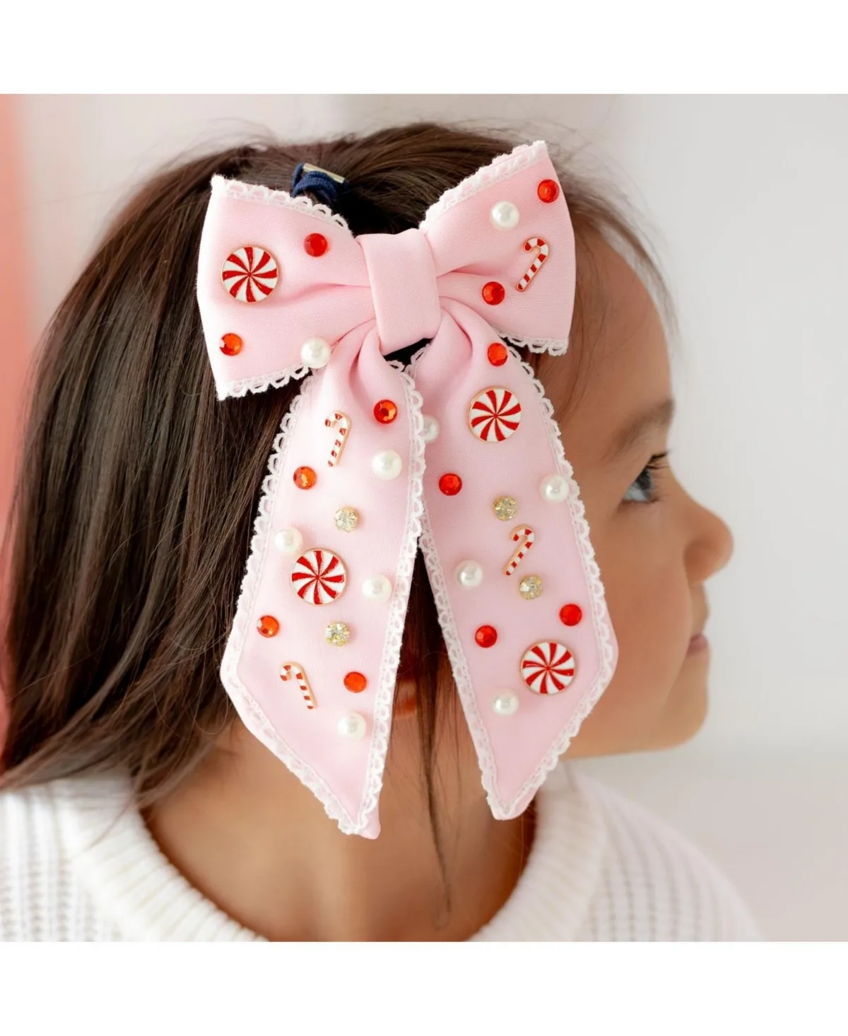 Candy Cane Christmas Bow Hair Clip by Sweet Wink