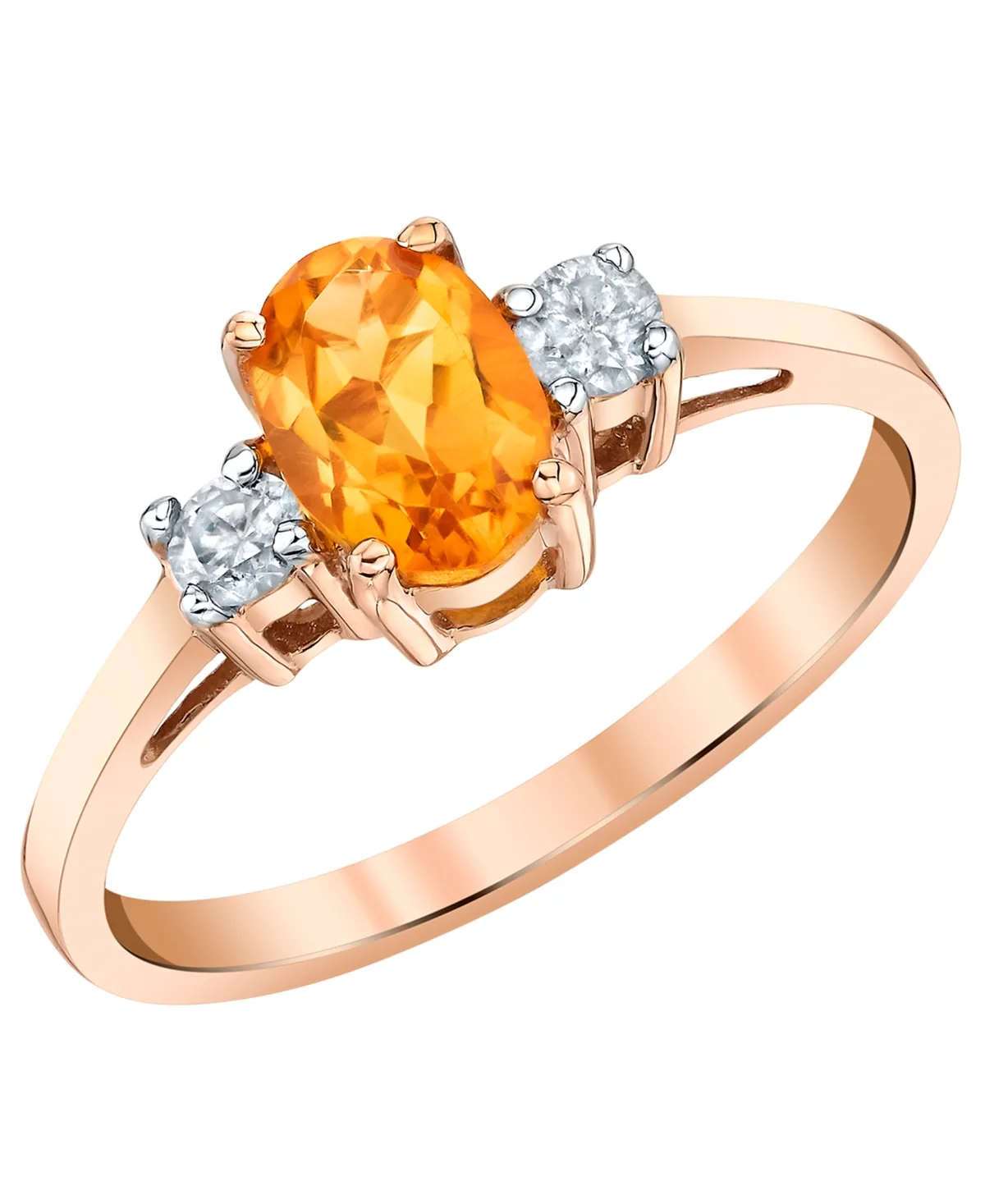 (3/4 ct. t.w.) & Diamond (1/6 ct. t.w.) Three-Stone Ring in 14k Rose Gold