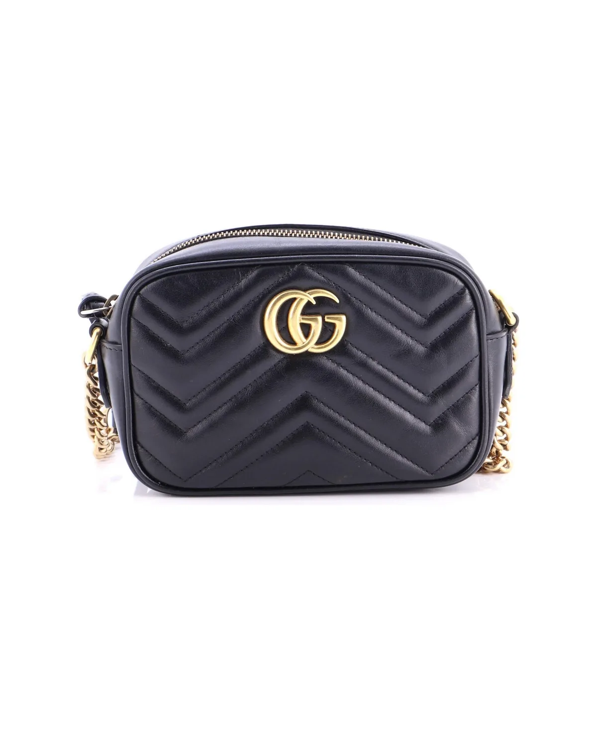 Pre-Owned Gucci Mini Gg Marmont Shoulder Bag Matelasse Leather by Gucci