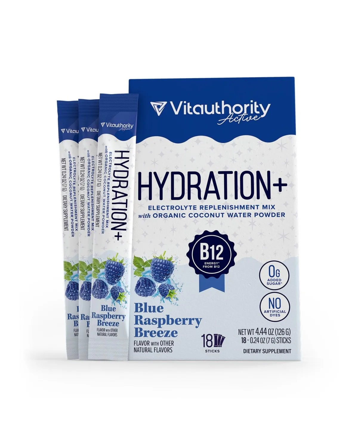 Hydration Electrolyte Powder Packets, Blue Raspberry, 18 Servings by Vitauthority