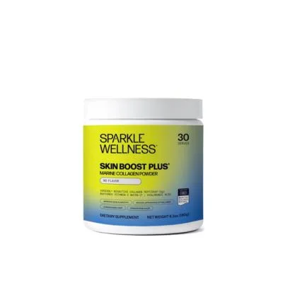 Marine Skin Boost Plus 30 Serves Collagen Powder with Marine Derived Verisol Bioactive Hydrolyzed Collagen Peptides Vitamin C Hyaluronic Acid by Sparkle Wellness