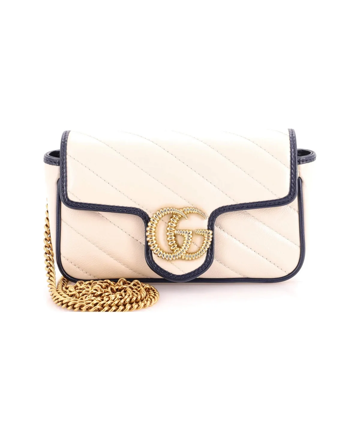 Pre-Owned Gucci Super Mini GG Marmont Flap Bag Diagonal Quilted Leather by Gucci
