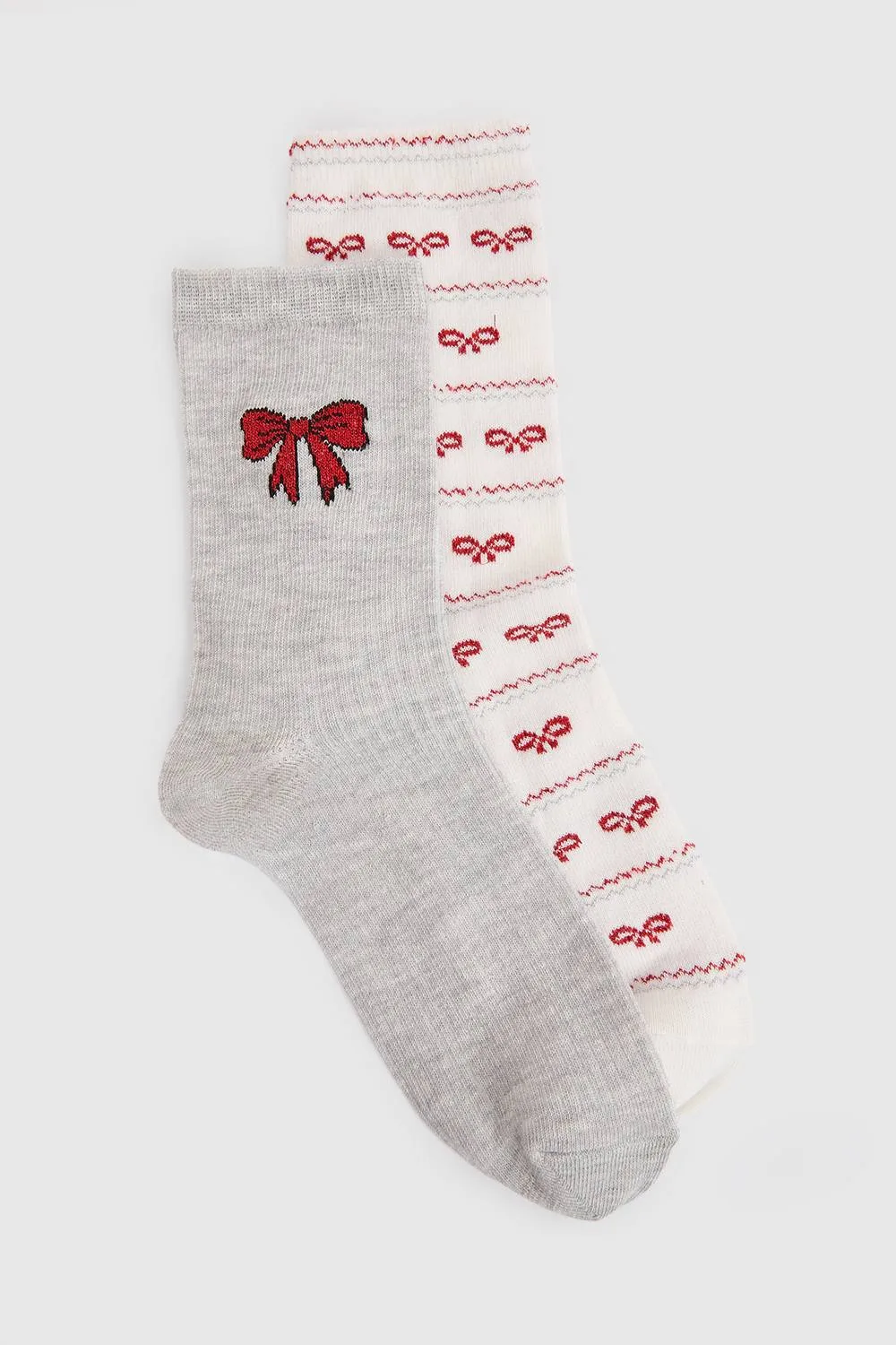 Bow Glitter Detail Socks 2 Pack
