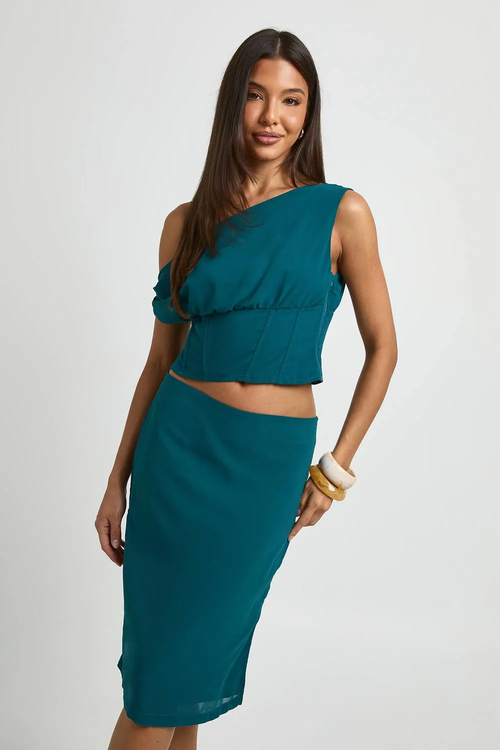 Chiffon Midi Skirt by boohoo