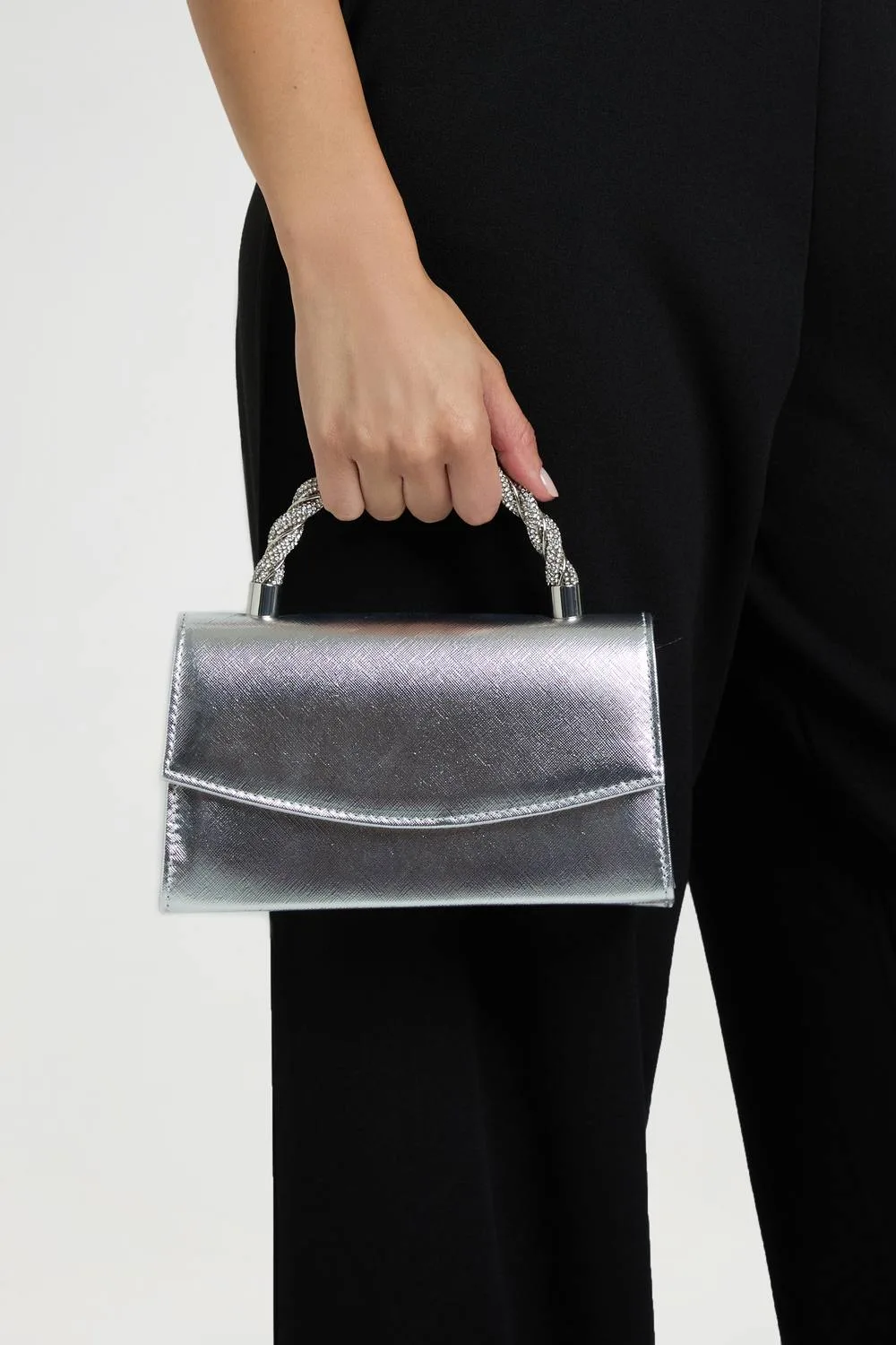Embellished Twist Handle Grab Bag by boohoo