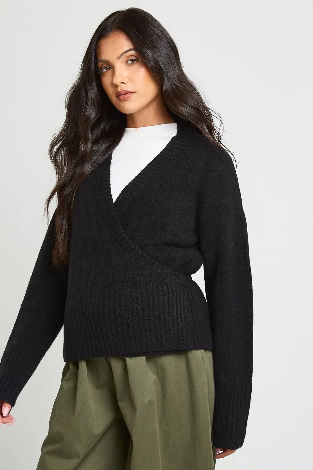 Maternity Wrap Detail Cinched Waist Jumper by boohoo