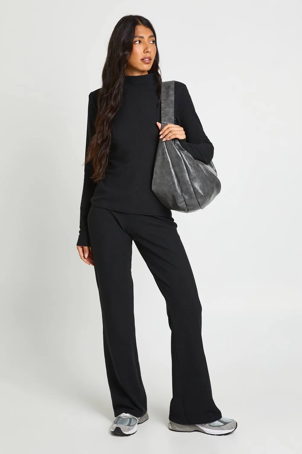 Tall Crinkle Textured High Neck Long Sleeve Trouser Co Ord by boohoo