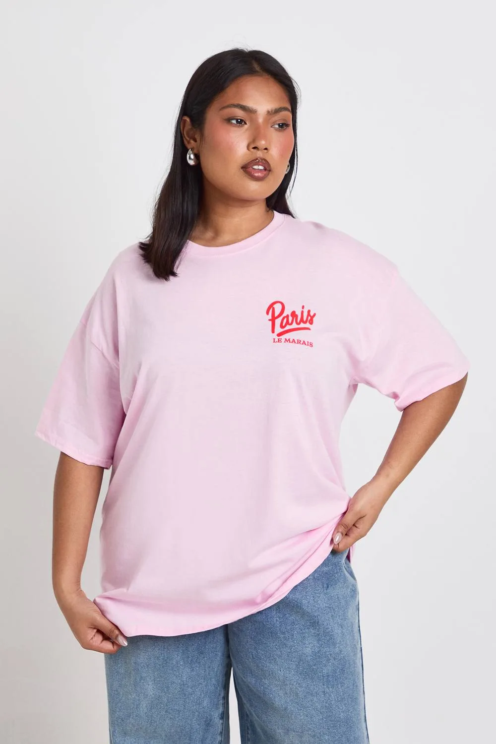 Paris Stamp Back Print T-Shirt by boohoo