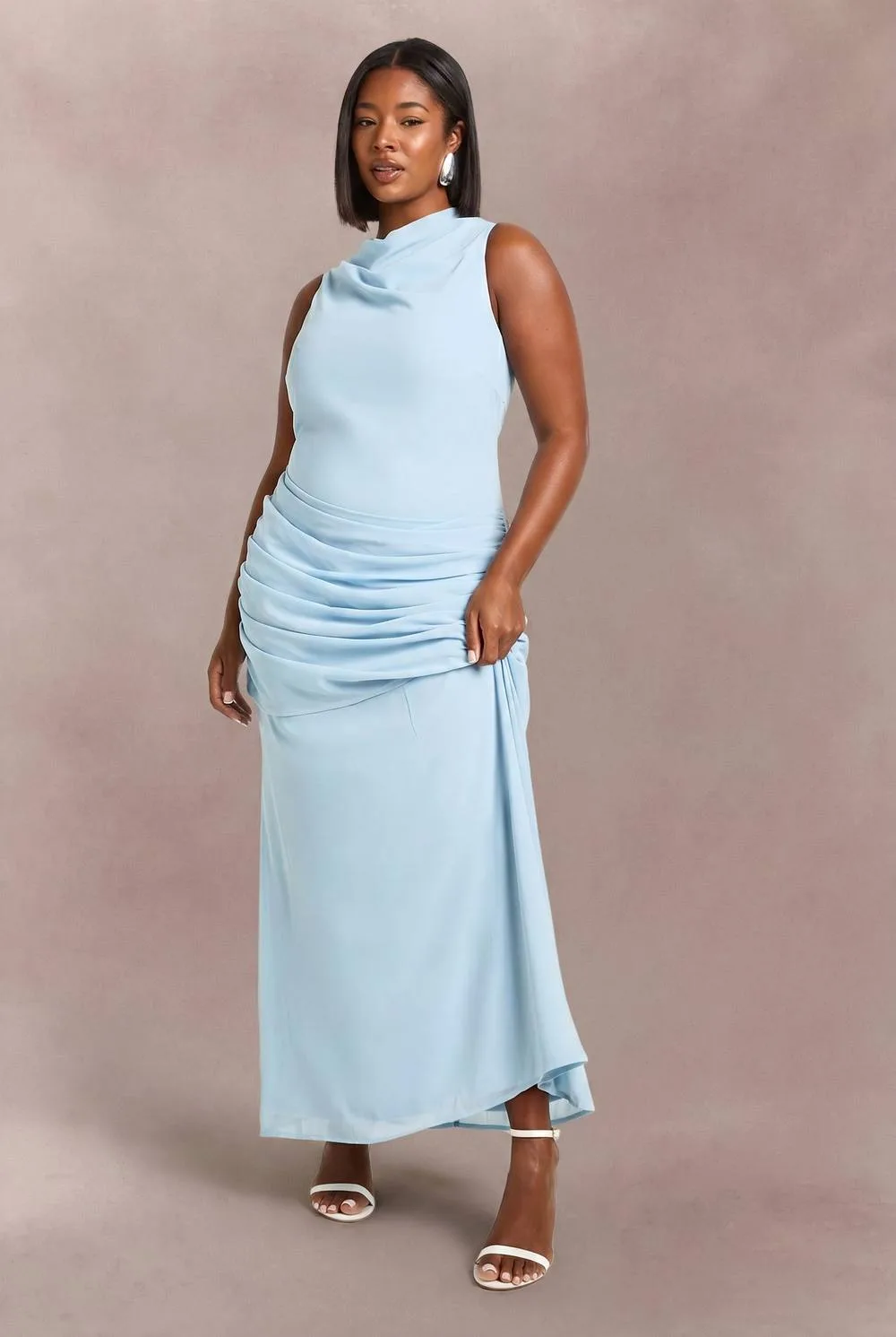 Cowl Neck Draped Skirt Maxi Dress by boohoo