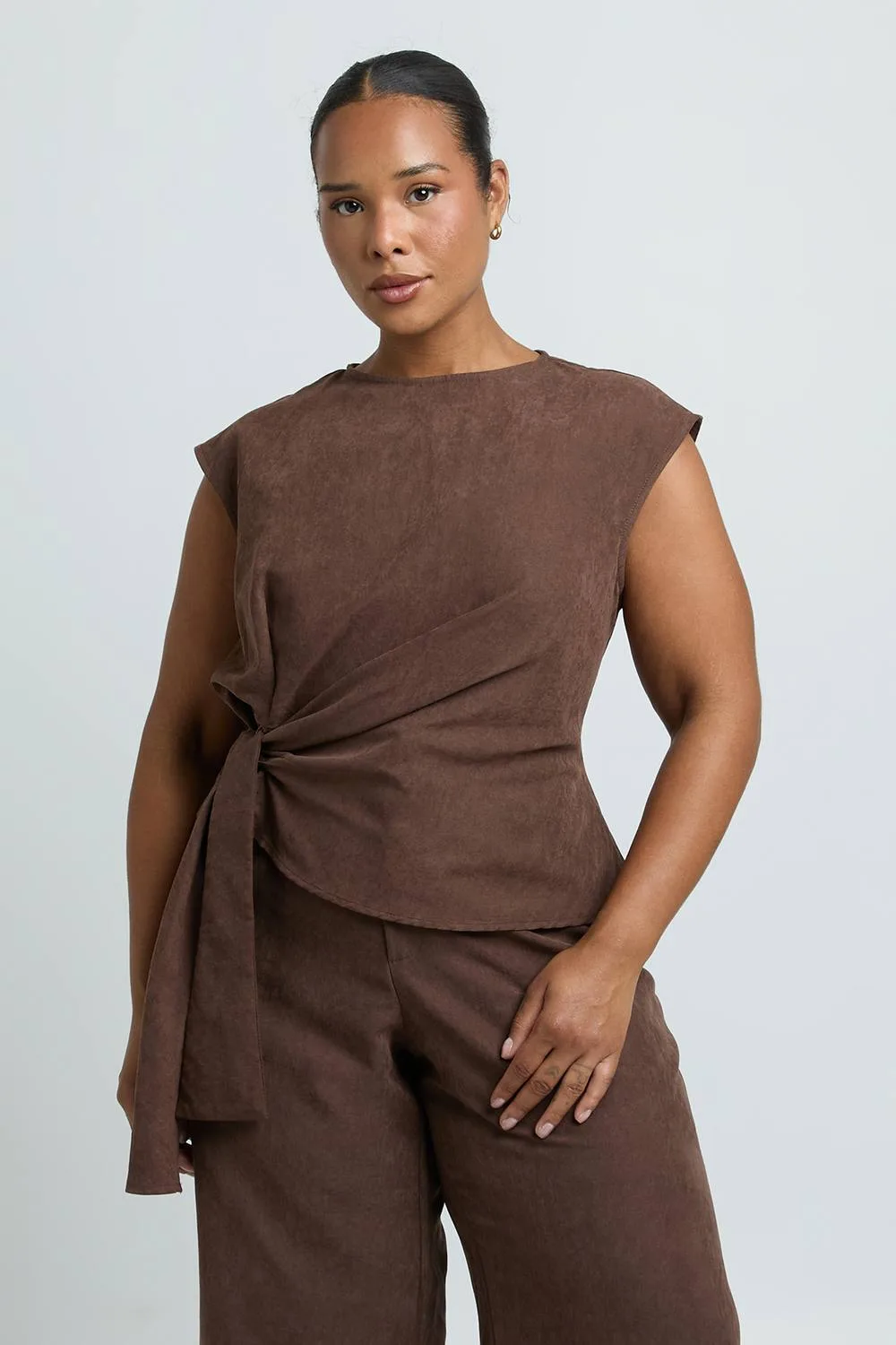 Peach Tie Detail Top by boohoo