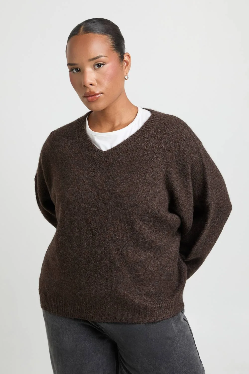 Super Soft V Neck Oversized Jumper by boohoo