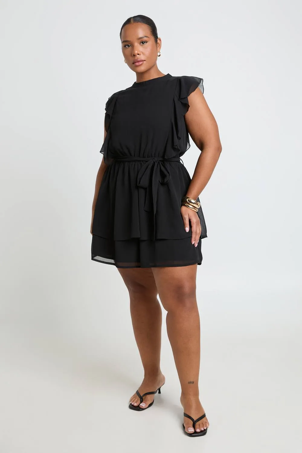 Chiffon Ruffle Playsuit by boohoo