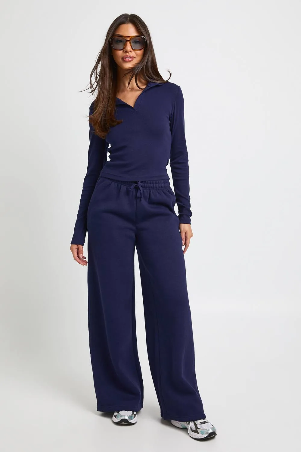 Long Sleeve Collared T-Shirt & Jogger Tracksuit by boohoo