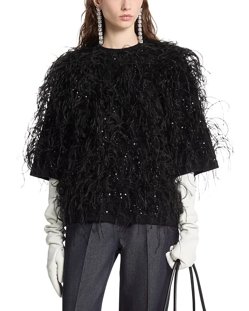 Michael Kors Collection Hand Embroidered Plume Cashmere Top by MICHAEL Michael Kors