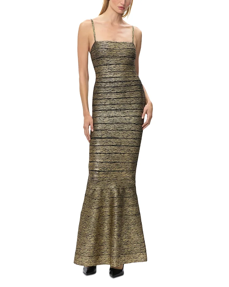 The Metallic Lora Gown by Herve Leger