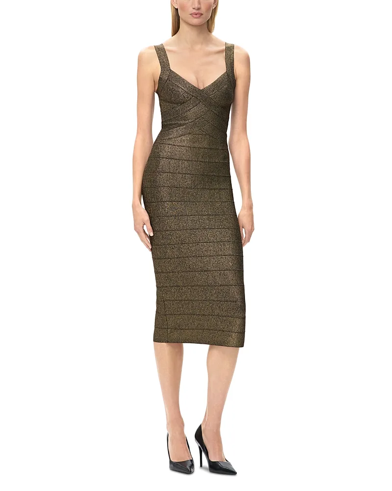 La Soiree Metallic Bandage Dress by Herve Leger