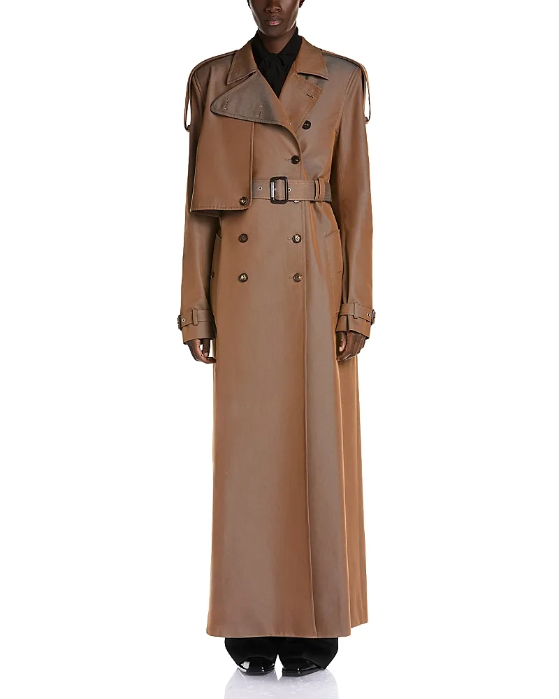 Cotton Leather Trim Asymmetric Trench Coat by Mcqueen