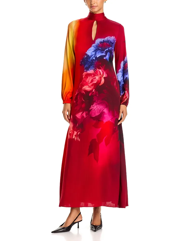 Alana Placed Print Tie Neck Dress by Elie Tahari