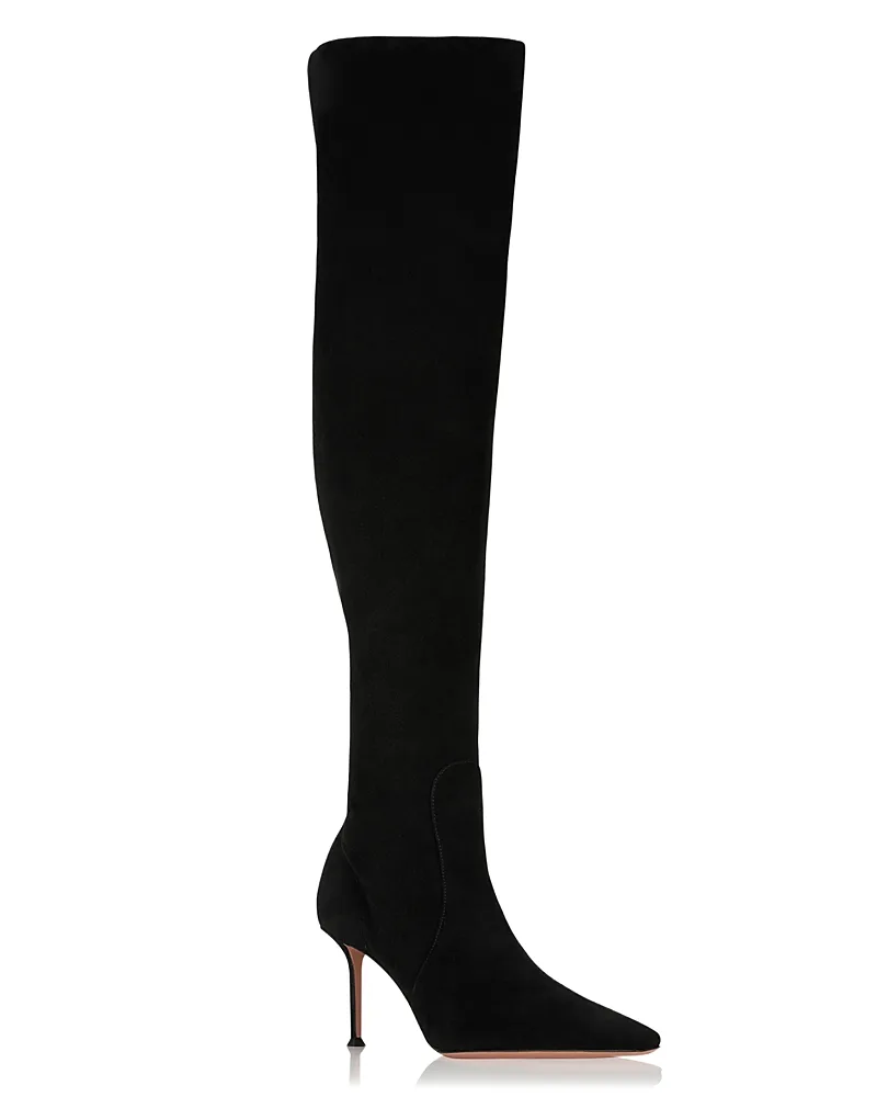 Vespera Suede Over-the-Knee Stiletto Boots by Aquazzura