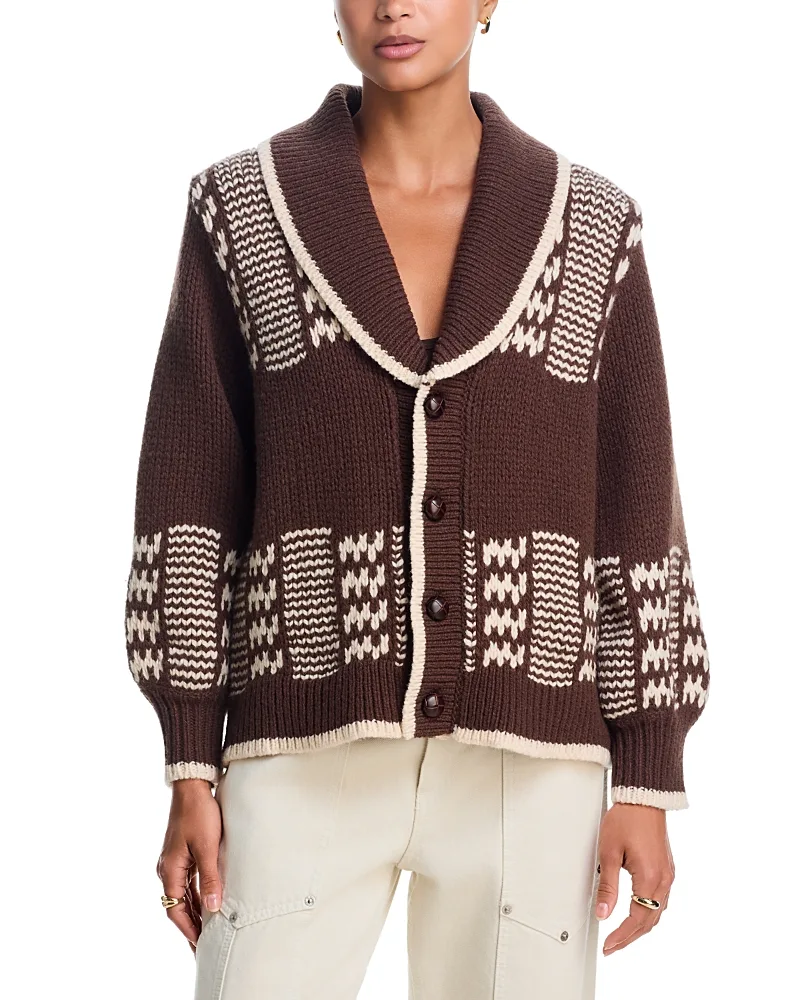 The Chalet Wool Blend V Neck Cardigan Sweater