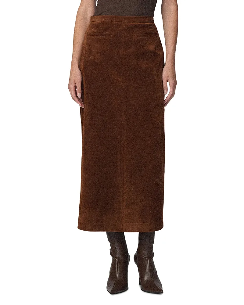The Faux Suede Welt Pocket Midi Skirt by Joe's Jeans