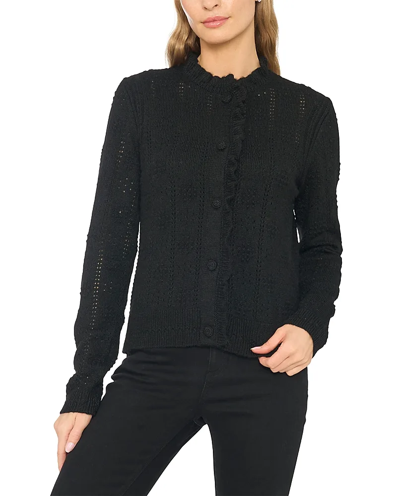 Pointelle Crewneck Cardigan by CeCe