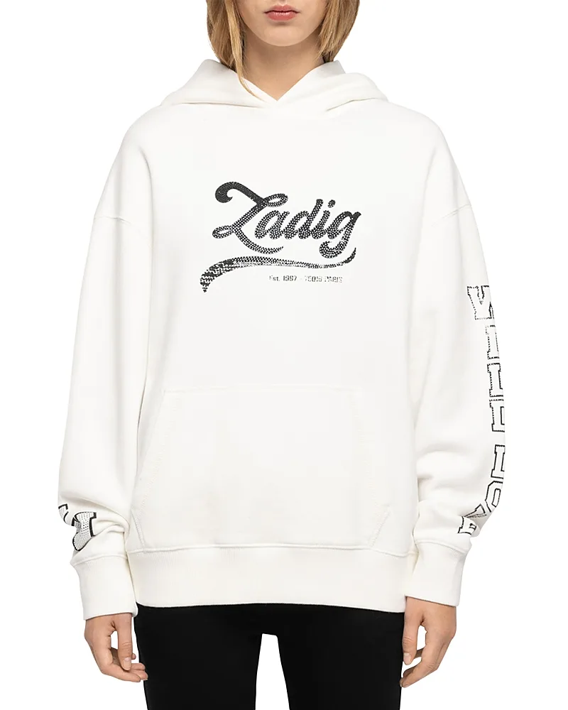 Cotton Sweela Rhinestone Logo Hoodie by Zadig & Voltaire