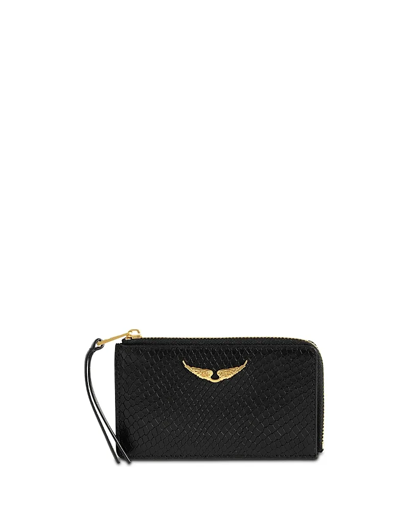 Wild Snake Embossed Zip Leather Card Case by Zadig & Voltaire